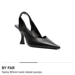 By Far Yasha Black Napa Leather Slingback Pumps